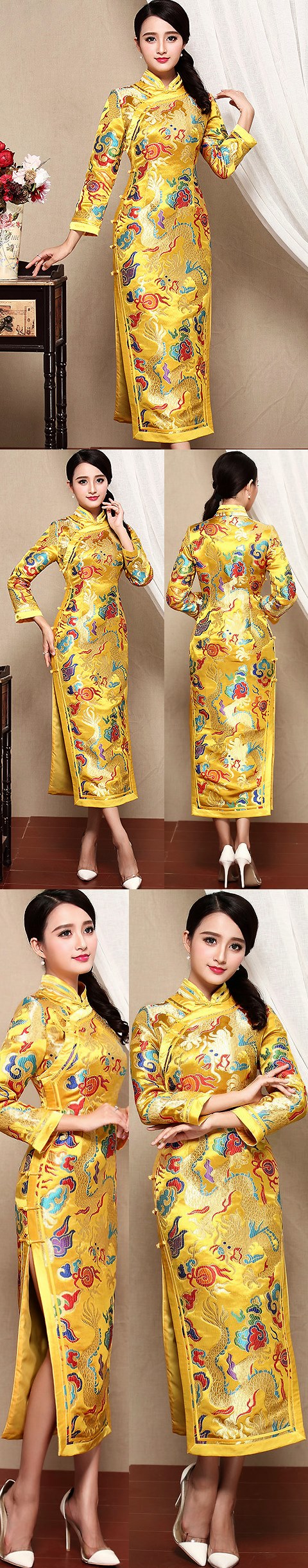 Long-sleeve Long-length Cheongsam (CM)