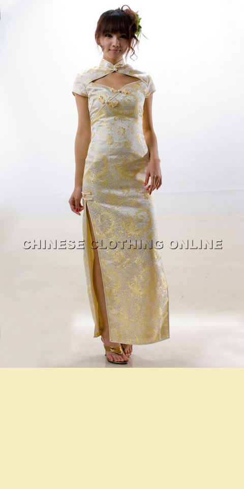 Cup-sleeve Diamond Neckline Long-length Cheongsam (CM)