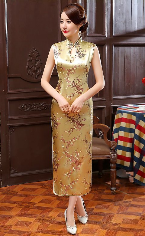 Sleeveless Long-length Brocade Cheongsam (RM)