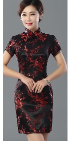 Short-sleeve Short Brocade Cheongsam Dress