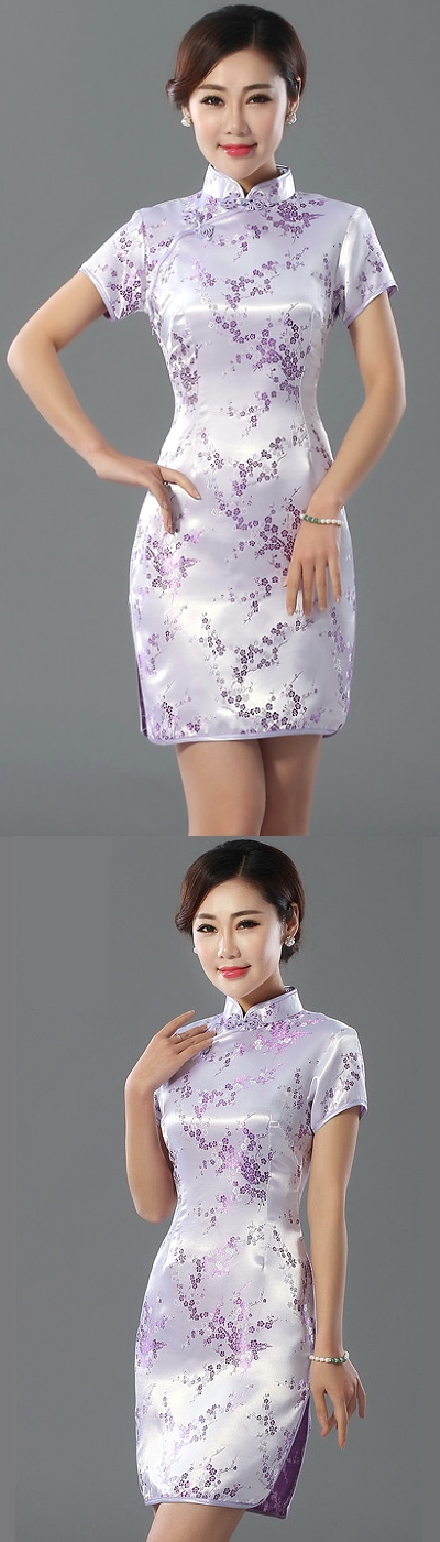 Short-sleeve Short Brocade Cheongsam Dress