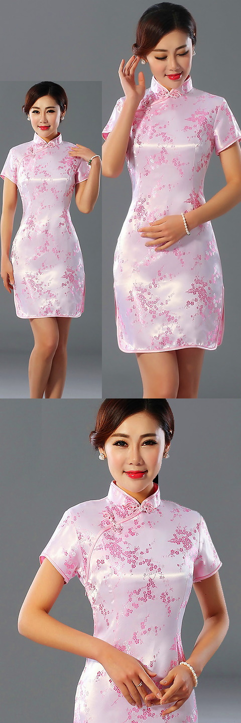 Short-sleeve Short Brocade Cheongsam Dress