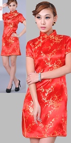 Short-sleeve Short Brocade Cheongsam Dress