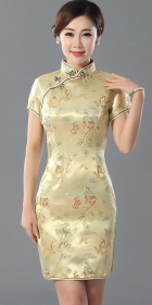 Short-sleeve Short Brocade Cheongsam Dress