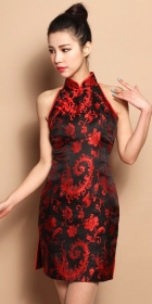 Cut-in Shoulders Bareback Short-length Cheongsam (CM)