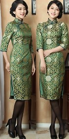 3/4-sleeve Mid-length Cheongsam (CM)