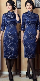 3/4-sleeve Mid-length Cheongsam (CM)