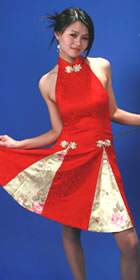 Cut-in Shoulders Bareback Mid-length Cheongsam (CM)