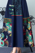 Ethnic Linen Patching Fabric Long Skirt (RM)