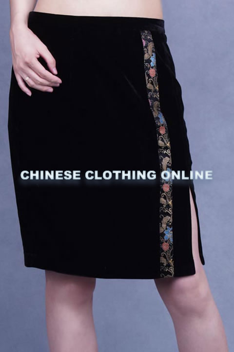Side-slit Short Velvet Skirt (CM)