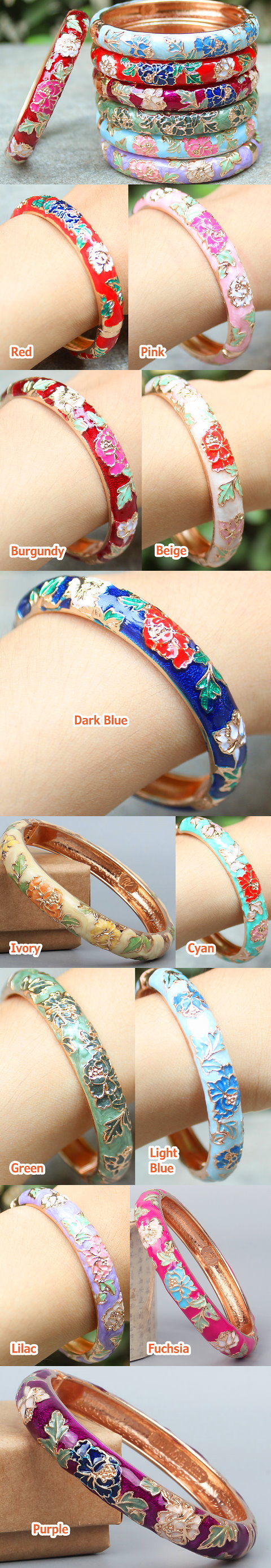 Ethnic Enamel Cloisonne 9mm Bangle/Bracelet