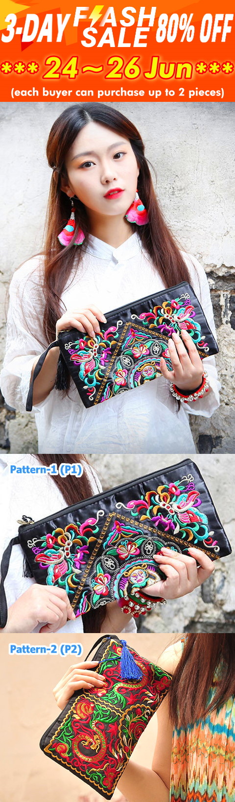 Ethnic Embroidery Clutch-bag