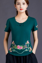 Ethnic Patching Fabric Cotton Linen Blouse (RM)