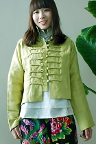 Ethnic Cotton Dash Frog Array Blouse/Jacket (CM)