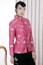 Floral Embroidery Mandarin Jacket (Fuchsia)