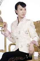 Embossed Floral Embroidery Mandarin Jacket (Light Gold)