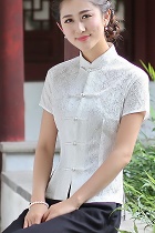 Short-sleeve Chinese Ethnic Lace Blouse (Ready-Made)