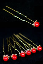 Little Red Pearl Golden Headgears (6 pcs)