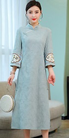 Elegant Cotton Linen Jacquard Cheongsam (RM)