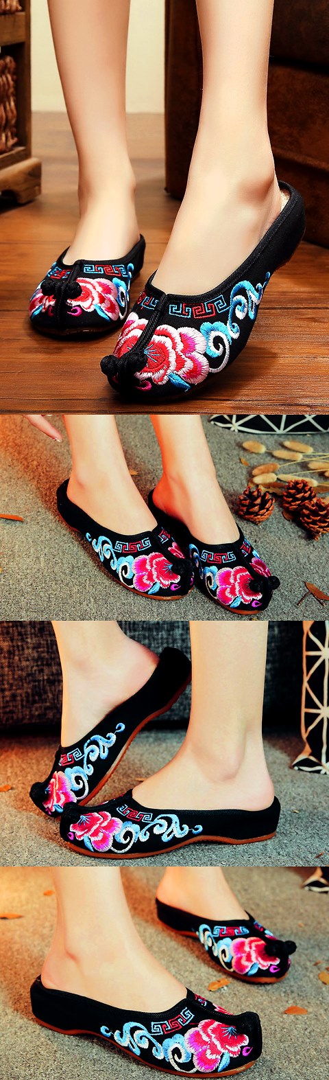 Tipping-head Embroidery Slippers