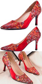 High Heel Huddling Dragon Brocade Shoes