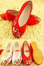 Low Heel Floral Embroidery Shoes (Multicolor)