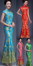 Cup-sleeve Long-length Evening-dress Cheongsam (RM)