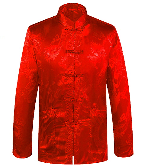Bargain - Mandarin Flying Dragons Jacquard Jacket [B-MSYCX-1015-red] ♣