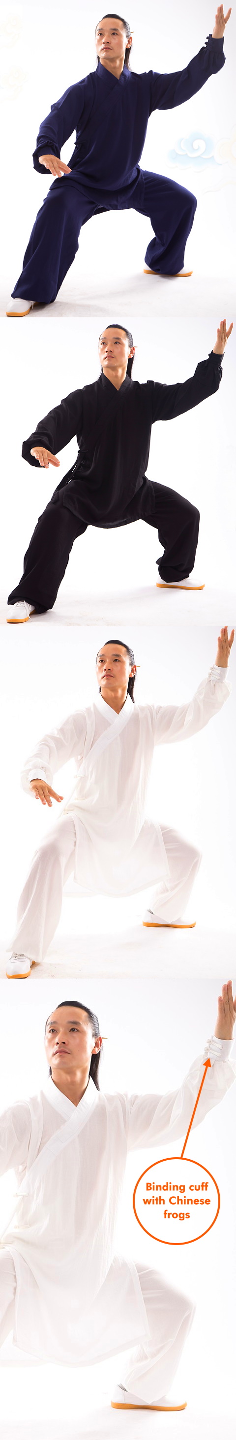 Wudang Taoist Linen Binding-cuff Short Robe with pants (RM)