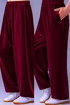 Professional Taichi Kungfu Pants - Velvet - Maroon (RM)