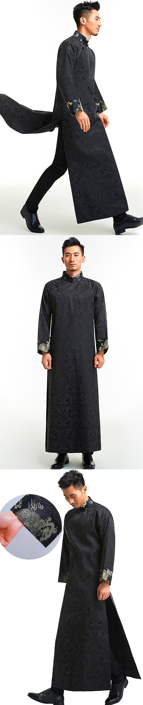 Jacquard Mandarin Robe w/Folding Cuffs (RM)