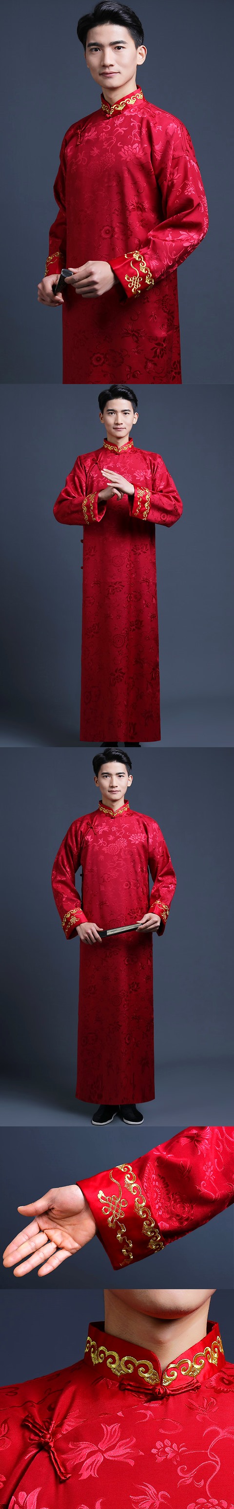 Jacquard Mandarin Robe w/Folding Cuffs (RM)