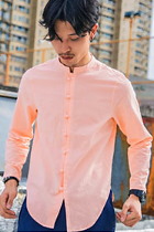 Chic Linen Long-sleeve Mandarin Shirt (RM)