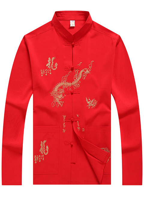 Mandarin Dragon Embroidery Long-sleeve Shirt (RM)