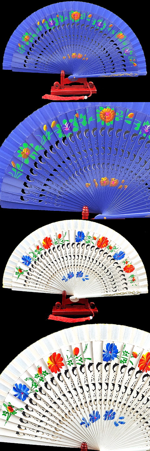 Silk Painting Folding Fan (Multiple Colors)