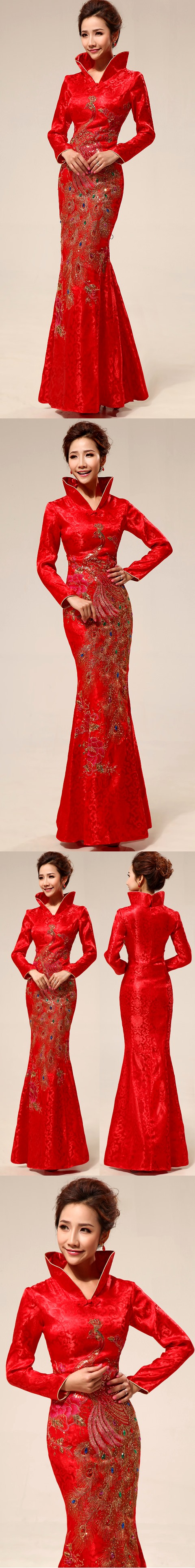 Long-sleeve Long Bridal Cheongsam (RM)