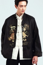 Mandarin Dual-dragon Embroidery Thai Silk Jacket (RM)