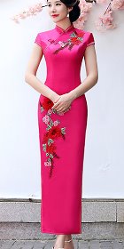 Long-length Silky Embroidery Cheongsam (CM/RM)