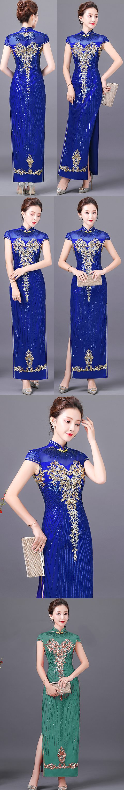 Long-length Gorgeous Paillette Cheongsam (CM/RM)