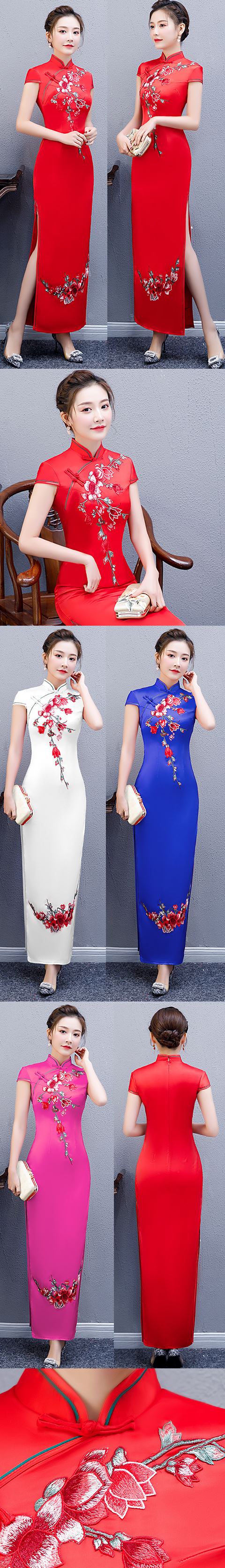 Long-length Silky Embroidery Cheongsam (CM/RM)