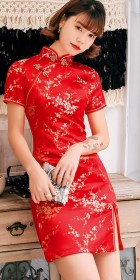 Short-sleeve Short Brocade Cheongsam Dress (RM)