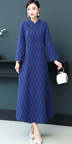 Long-sleeve A-line Jacquard Cheongsam (RM)