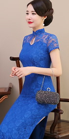 Short-sleeve Long-length Embroidery Gauze Cheongsam (RM)