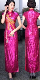 Paillettes Embroidery Long-length Cheongsam (CM)