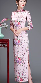 3/4-sleeve Long-length Brocade Cheongsam (RM)