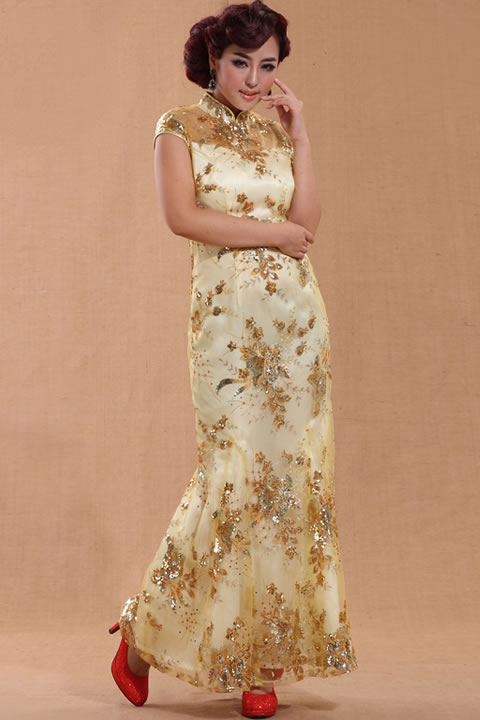 Cup-sleeve Long-length Cheongsam (CM)