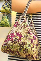 Triangle Flower Brocade Handbag (Multicolor)