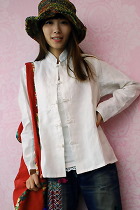 Ethnic Long-Sleeve Standing Collar Blouse/Jacket (CM)